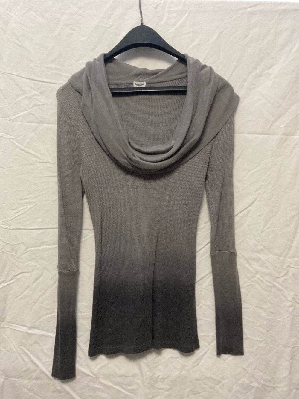 Splendid Grey Ombre Thermal Cowl Neck Top Size M
